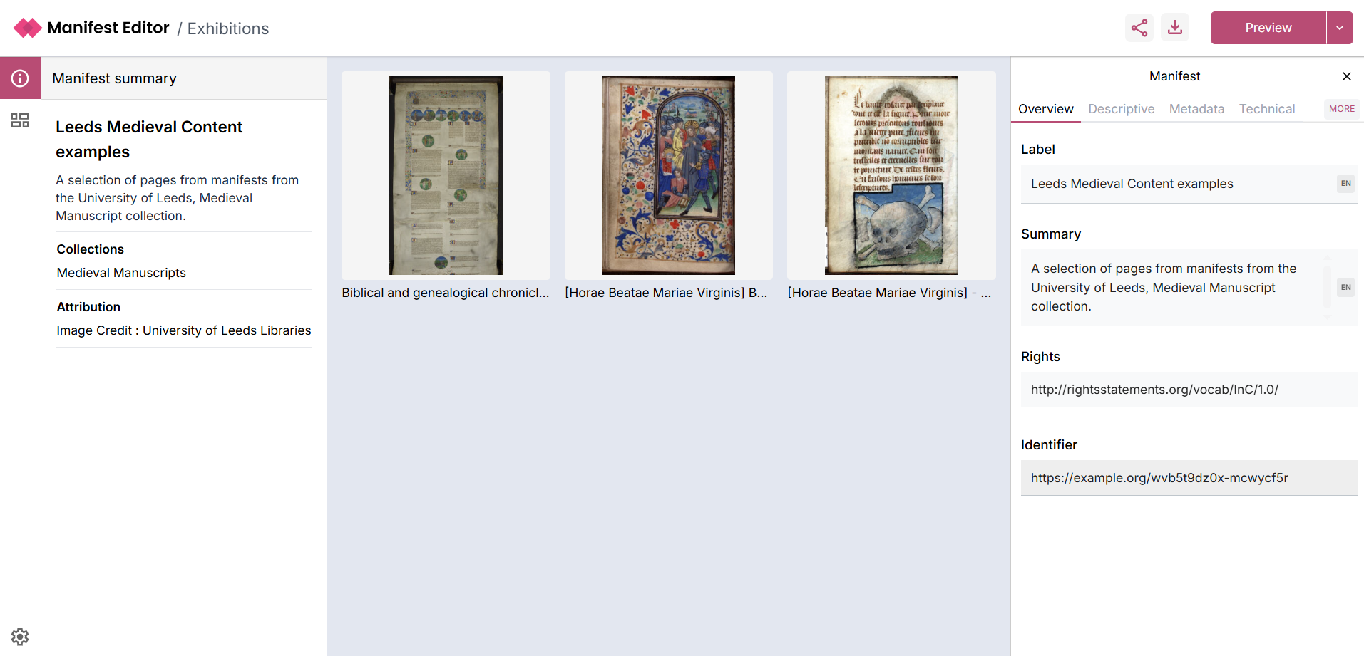 Open Manifest in the Exhibition Viewer