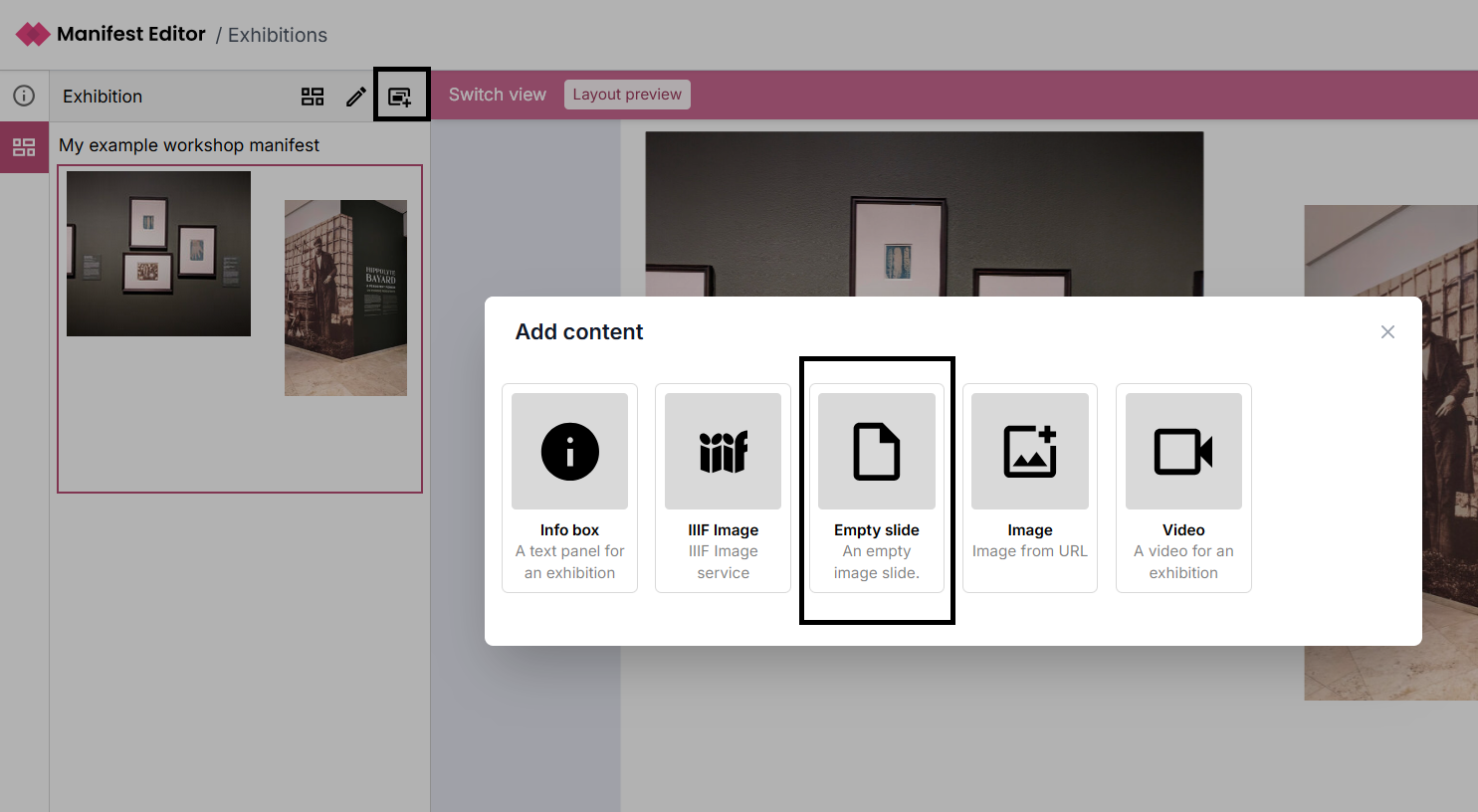 Adding an empty slide