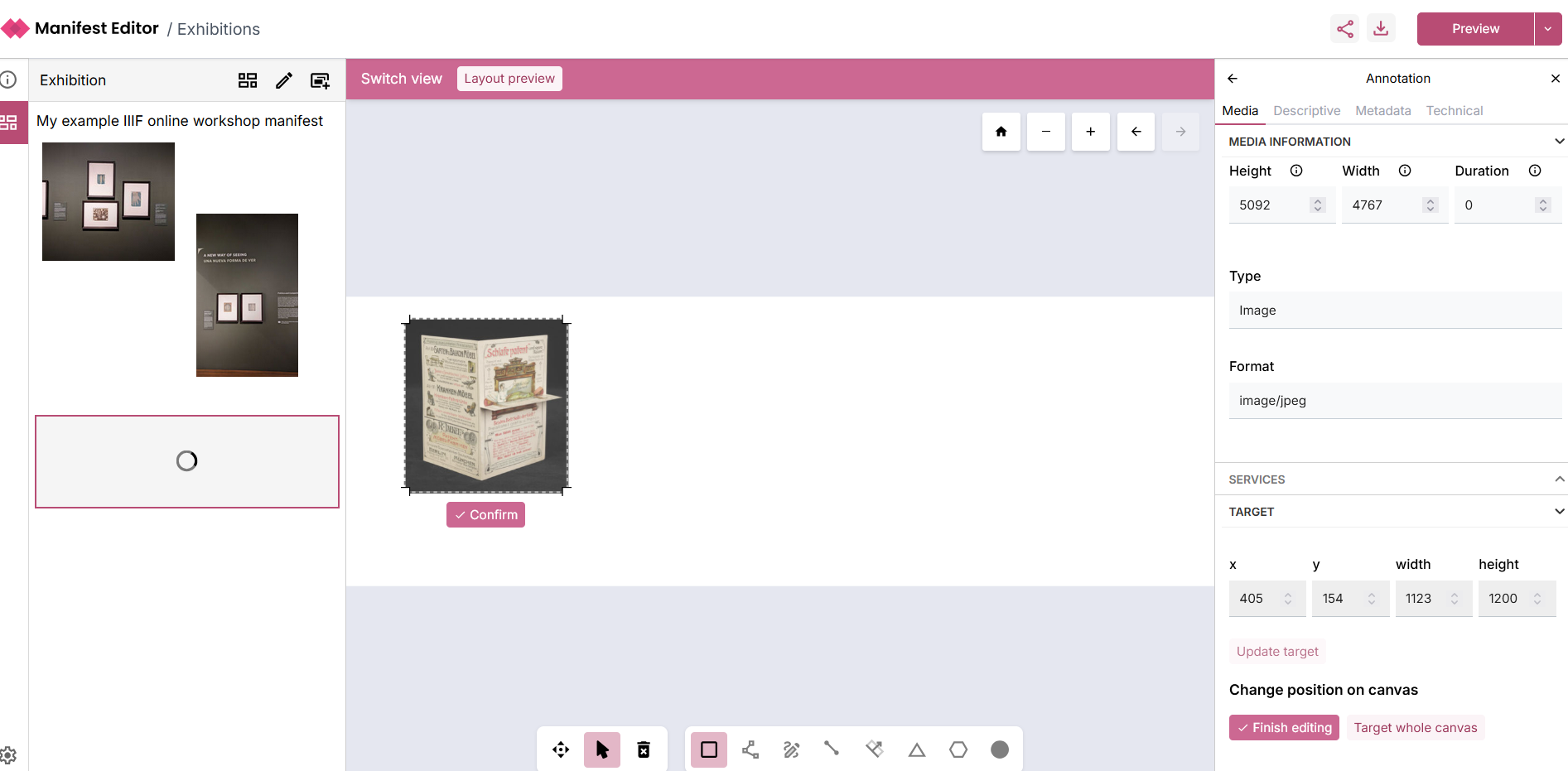 Finish editing position