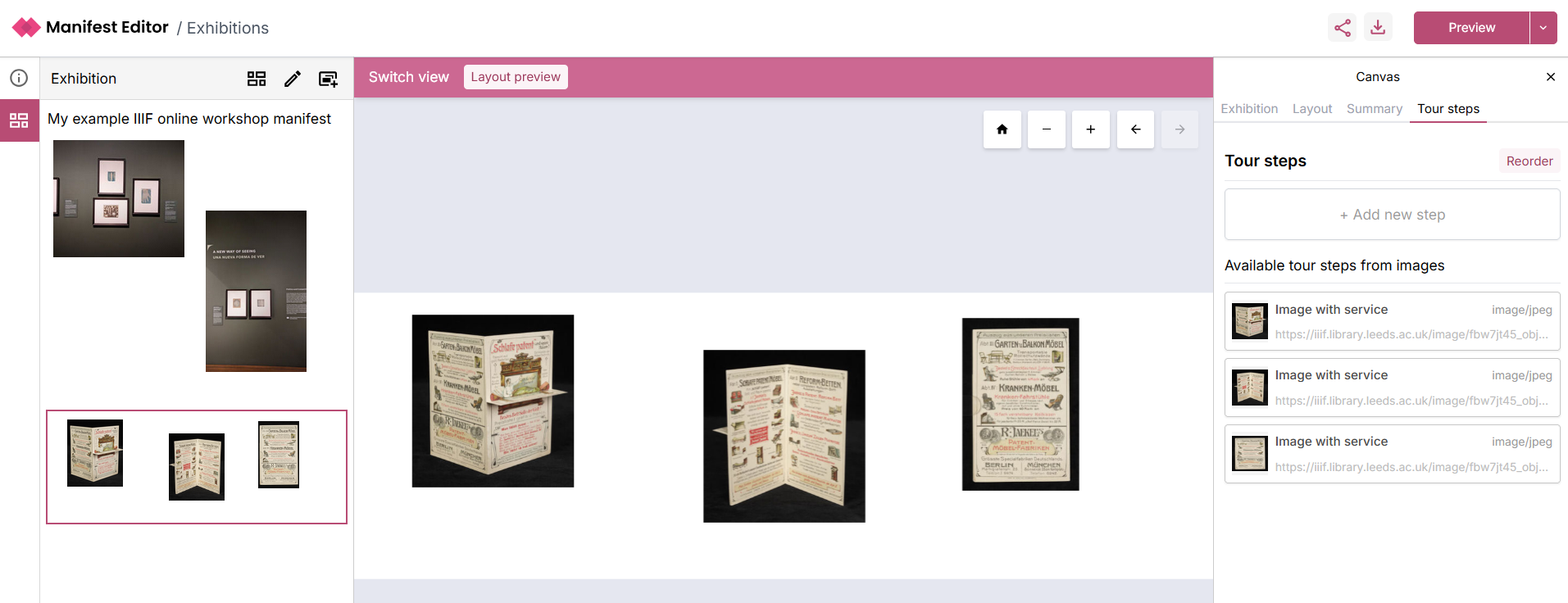 Accessing the tour steps