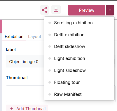 Exhibition Layout Preview Options