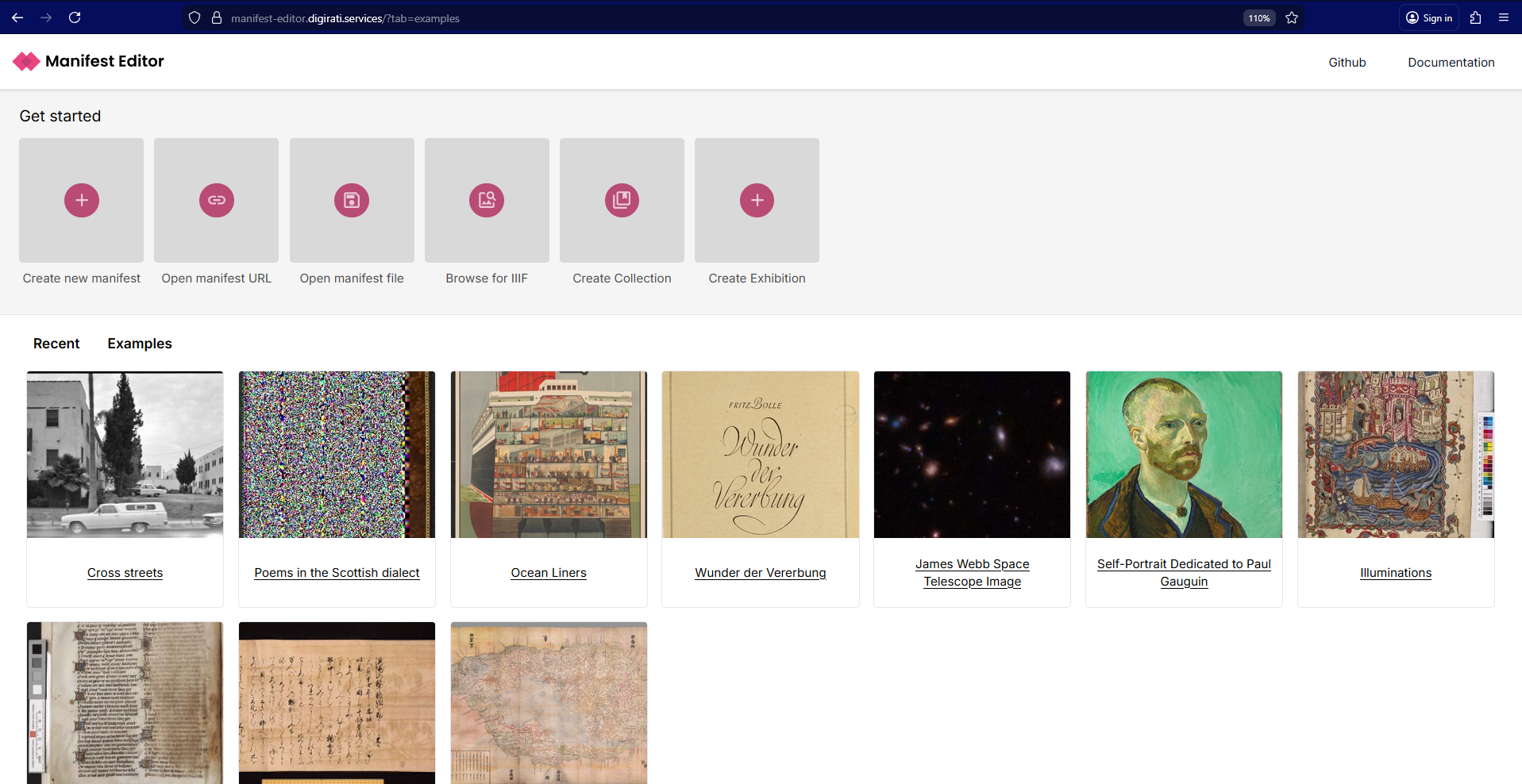 Manifest Editor Homepage